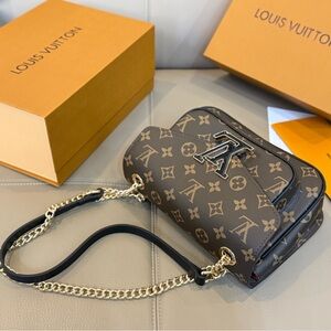 Louis Vuitton Brown Monogram Crossbody Bag with Gold Chain